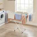 SONGMICS Clothes Drying Rack, Metal Laundry Drying Rack, Foldable, Space-Saving, Free-Standing Airer, with 4 Gullwings, Indoor Outdoor Use, Bed Linen Clothing, White ULLR541W01