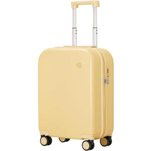 mixi Carry on Luggage, 20'' Suitcase Spinner Wheels Luggage Hardshell Lightweight Rolling Suitcases PC with Cover & TSA Lock for Business Travel, Lark Yellow
