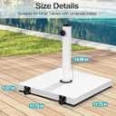 VredHom Patio Umbrella Base with Wheels, 43lbs White Outdoor Umbrella Stand | With 2 Wheels, Square Heavy Duty Base, Suitable for 6-12FT Market & Fringe Umbrella, for Deck, Lawn, Pool