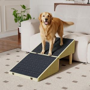 3-in-1 Dog Ramp Pet Stairs 18.9"x17.72"x19.29" with Hidden Storage Ottoman, Anti-Slip Steps for Small, Medium, Large, Senior & Injured Pets, 220LBS for Bed & Sofa, Green