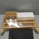 Greenual Bamboo Dish Drying Rack with Utensil Holder, 2 Tier Collapsible Dish Rack, Wooden Dish Racks for Kitchen Counter, Folding Drying Holder with Absorbent Dish Drying Mat