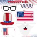 11 Pcs 4th of July Golf Cart Decorations Kit, Patriotic Parade Set with Hat Glasses Beard, Seat Covers, Flags & Bunting, Red White Blue for 250th Anniversary Memorial Day Party Favors, X-Large
