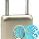 Fingerprint Padlock eLinkSmart Gold Metal Padlock Keyless Combination Padlock for Gym Locker Shed Locker Storage Units Luggages Suitcases