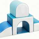 Sumbababy Foam Climbing Blocks for Toddlers: with a Tunnel - 4 PCS Foam Blocks - Kids Indoor Climbers Play Structures Play Gym Soft Climber with Slide and Stair Soft Playground Green, Large