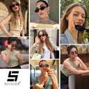 3 x SCVGVER Oval Sunglasses for Women Men, 90s Skinny Sun Glasses, Tiny Retro Shades, UV400 Protection (Black Frame - Gray Lens + Purple Frame - Gray Lens)