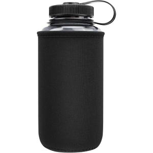 YR Reusable Neoprene Insulator Sleeve Holder for Nalgene Water Bottle, Water Bottle Koozie for Nalgene, Water Bottle Sleeve for Nalgene Water Bottle (32oz Wide Mouth, Black)