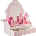 Melissa & Doug Wooden Beauty Salon Play Set, 18-Piece Vanity with Pretend Play Toys, Makeup, Mirror, Accessories & More, Preschool Toys for Girls & Boys Ages 3+ - FSC Certified