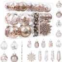 SHareconn 52pcs Christmas Balls Ornaments Set, Shatterproof Plastic Clear Decorative Baubles for Xmas Tree Decor Holiday Wedding Party Decoration with Hooks Included, Champagne (52CT)