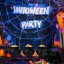 Sawysine 17 Pcs Halloween Witch Cauldron Set with Rack, Large and Mini Plastic Cauldrons, Caramel Apple Dipping Bar Halloween Candy and Dessert Serving Bowls Table Decor(Black Style)