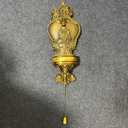 Vintage Wall Sconce, Antique Brass Wall Light with Pull Chain On/Off Switch, Crystal Floral Bedside Wall Lamp for Entrance, Bedroom, Hallway