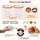 Set of 2 Basketball Trash Can - 2 Zippered Shooting Balls - Perfect Basketball Gift - Boys Room Decor - Easter basket for Dorm or Home Office - Kids Bedroom Wastebasket - Sport Party- Size 12"x12"x12"