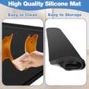 ToLanbbt Mini Fridge Silicone Mat with 4 Base Raisers - 24" x 24" x 0.8" Mini Fridge Drip Tray Under Refrigerator Mat Carpet Floor Protector Leak-Resistant Portable AC Pan for Washing Machine, Black