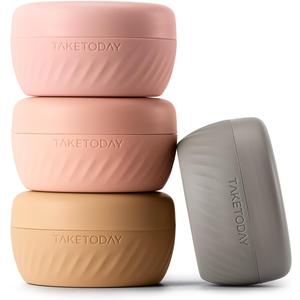 TakeToday Travel Containers for Toiletries, Leak-Proof, TSA Approved, Refillable Silicone Cylindrical Cream Jars with Lid for Cosmetic Toiletry, 2oz, 2Pack, Apricot