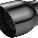 A-KARCK Double Wall Exhaust Tips Black Chrome 2.5" Inlet, Muffler Tip with Never Fading and Peeling Coating, 2.5" Inlet 3.5" Outlet 5" Long Resonator Exhaust Tip Welding-On