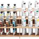 HG Art Concepts Mezzo Artist Paint and Brush Racks - Wood Grain Laminate Multi Layer Desk Stand Professional Storage Display Organizer for Paintbrushes and Tubes - Straight Rack 2