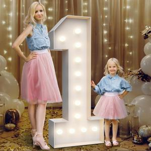 4FT Marquee Light Up Numbers 1,Party Decoration Large Marquee Light Up Letters with Weighted Water Bag,Pre-cut Foam Board Set Can Be Used for Birthdays, Weddings,Baby Anniversaries