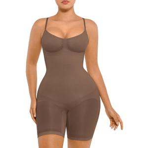FeelinGirl Shapewear Tummy Control Seamless Bodysuit Hip Enhancer Body Shaper for Women (X-Small-Small, Pusset Brown)