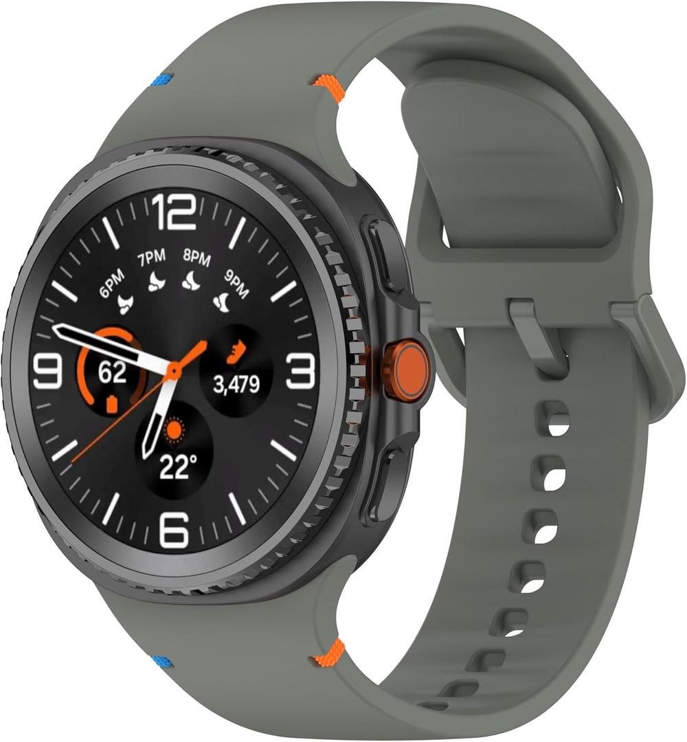 Compatible with Galaxy Watch 8 Band 40mm 44mm/Galaxy Watch 8 Classic Band 46mm, Soft Silicone Sport Strap for Samsung Watch 8 Bands Women Men (Sage Green)