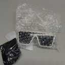 Oversized Square Sunglasses For Women Men Bling Rhinestone Flat Top Shades