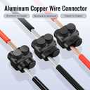 RVBOATPAT Aluminum to Copper Wire Connectors 250MCM-6 AWG 2 Port Aluminum Copper Splice 5/16" Slotted Allen Hex Dual Entry Electrical Power Connector