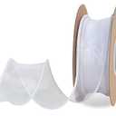 TONIFUL 1-1/2 Inch Wide White Wired Chiffon Ribbon Sheer Organza Ribbons for Crafts Floral Bouquets Wedding Car Party Decorations Valentine's Day Gift Wrapping Bow Making Tree Wreaths Decoration Pack Of 2