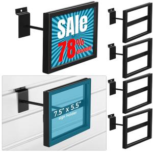 Tandefio 6 Pcs Black Rectangular Faceout Sign Holders for Slatwall Gridwall Holds 7"w x 5.5"h Slatwall Information Price Holders for Retail Store Supermarket Boutiques Display