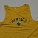 WDIRARA Women's Graphic Print Crop Tank Tops Crew Neck Sleeveless Slim Fit Fashion Top (Large, Yellow Jamaica)