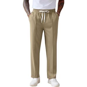 COOFANDY Men's Knit Sweatpants Lightweight Open Bottom Casual Pants Drawstring Jogger Yoga Pants with Pockets (Large, Olive Green)