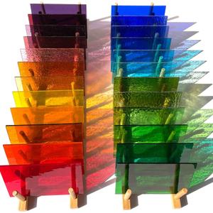 LITMIND 14 Sheets Transparent Stained Glass Variety Pack - 4 x 6 Inch Cathedral Art Glass for Mosaic Crafts & Supplies, Assorted Colors Glass Sheets for Stunning Stained Glass Projects
