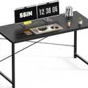 DUMOS 55 Inch Small Computer Desk for Home Office, Modern Study Work Table Simple Style for Bedroom, WritInchg Desks with X-Shaped ReInchforcement, Black