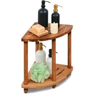 ENKEZI Shower Foot Rest 12 in - Shower Stool for Shaving Legs, Small Corner Bathroom Bench Suitable for Small Shower Spaces - Bath Seat, Spa Foot Rest Shaving Stool (2 Tier Corner)