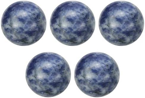 uxcell 5 Pcs Gemstone Sphere Balls, 20mm Mini Natural Quartz Sphere Polished Hand Carved Crystal Ball for Garden Kitchen Living Room Bathroom, Blue