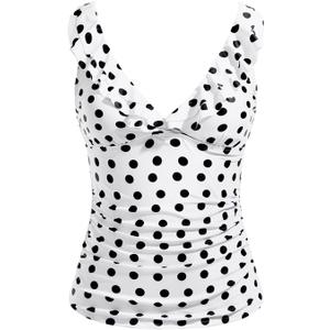 Yonique Women's Tankini Top Only Tummy Control Bathing Suit Top Ruffle Swimsuit Top V Neck Swim Tank Top No Bottom (Black, M)