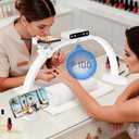 KIRKAS 24inch Large Half Moon Light for Nail Tech, 456 LEDs 3 Color Modes Infinitely Knob Arch Nail Light with Screen and Phone Holder Charging Function, Foldable Lighted Lamp for Manicure,Craft-White