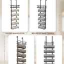 Aetyord Hanging Towel Racks for Bathroom No Drill - 6-Tier Over The Door Bath Towel Storage Organizer for Small Bathrooms - Tiered Back of Door Towel Holder Hanger for Rolled Towels RV Camper Black