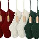 Personalized Christmas Stockings, Knit Monogrammed Xmas Stocking for Family, 6 Pack Double Color Matching 22 inches Large Embroidered Holiday Santa's stocking for Home Decoration, with Name Tags