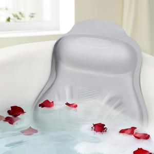 Inflatable Bath Pillows for Tub - Adjustable Firmness Silicone Bathtub Pillow for Neck-Relaxing & Epsom Salt Soaking, Bath Pillow for Head & Back Support Cushion, Spa Gifts for Women, Parent (Gray)