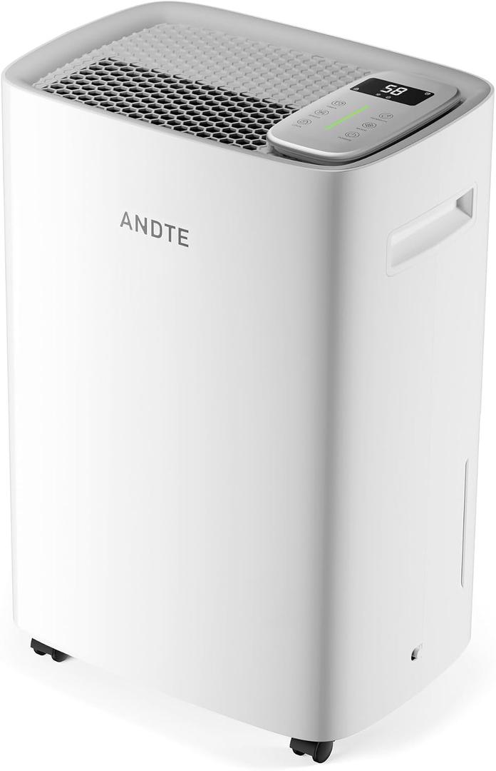 5500 Sq.Ft Dehumidifier for Basement Home, ANDTE 80 Pints Large Room Dehumidifiers Efficient with Drain Hose & 1.32 Gal Tank, Smart Humidity Control, Touch Control Panel, Auto Defrost