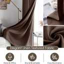 Melodieux Brown Semi Sheer Curtains 84 Inches Long for Living Room Bedroom, Farmhouse Linen Look Shiny Sheer Curtain Drapes Rod Pocket Light Filtering Home Office, 52" W x 84" L, 2 Panels