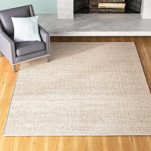 Jute Cotton Area Rug - Handcrafted Traditional Rugs - Hand Woven Rug - Natural Rugs for Entryway Bedroom, Dining Room, Rustic Bohemian Dcor - Eco-Friendly - 4 x 6 - Natural Beige