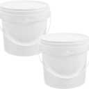 HEMOTON White Plastic Pail 2pcs White Plastic Bucket with Handle Lid 2L Industrial Paint Pail Container Bucket Pigment Buckets Empty Paint Can for Storage Fish Water