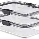 Rubbermaid Brilliance Glass Food Storage Containers, 3.2 Cup, Set of 2, BPA-Free, Leak-Proof, Clear