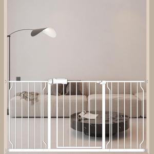 ALLAIBB Extra Wide Baby Gate Pressure Mount with Auto-Close, White Metal Safety Gate for Stairs & Doorways - Child Proof, Pet Barrier for Hallways, Kitchen, Living Room for 57.48-62.02 inch