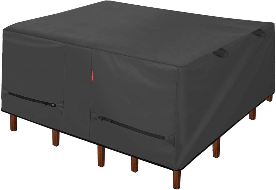 Porch Shield Patio Table Cover - Waterproof Outdoor Dining Table and Chairs Furniture Set Cover Square - 102 x 102 inch, Black