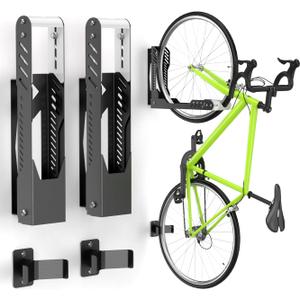 Bike Wall Mount 2 Pack Swivel Bike Rack for Garage, No Heavy Lifting Required Wall Bike Hangers Can Holds up to 77 lbs, Black