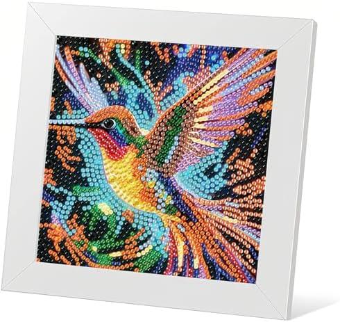 DIYGEMDOT Hummingbird Diamond Painting Kit for Kids with Wooden Frame, 5D Diamond Art Gem Painting for Beginners, Gem Art Crafts and Gifts for Girls and Boys Ages 4-5-6-7-8-9-10-11-12 (7X7 Inches), Set Of 3