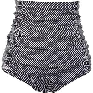 COCOPEAR Women's Ruched High Waisted Bikini Bottom Retro Vintage Swim Short Tankinis