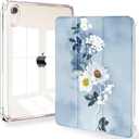 Feams Case for iPad mini 7 A17 Pro 2024/iPad Mini 6 2021, Slim Lightweight Trifold iPad mini 7 A17 Pro Case 8.3 Inch 2024 Clear Back Cover with Pencil Holder & Auto Sleep, Blue Floral
