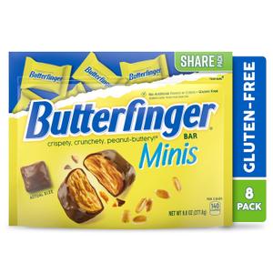 Butterfinger, 8 Count, Chocolatey, Peanut-Buttery, Minis Individually Wrapped Candy Bars, Resealable Share Size, 9.8 oz BBD 09/10/26