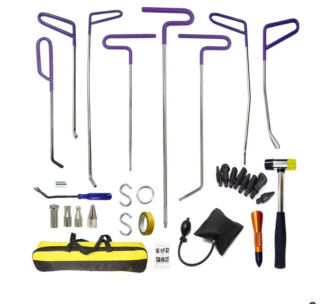 Rods Dent Removal Kit, 30 Pcs Paintless Dent Repair Rods, Special Manganese Steel, Professional Hail Dent Removal Tool for Minor Dents, Door Dings and Hail Damage